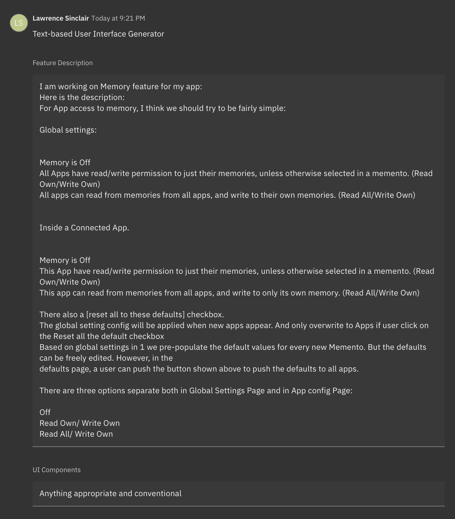 entrada de muestra del generador de UI basado en texto