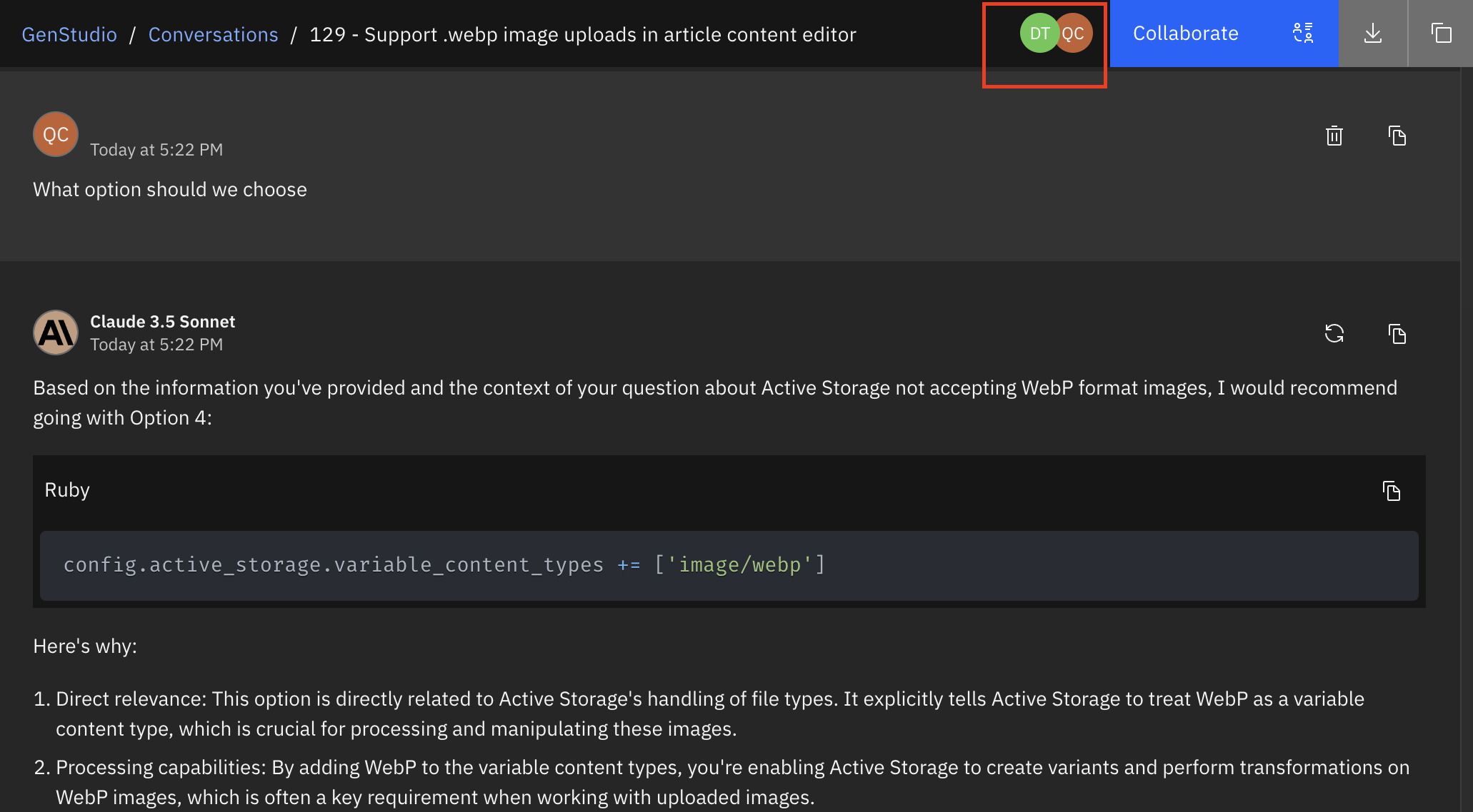 iniciales de los colaboradores